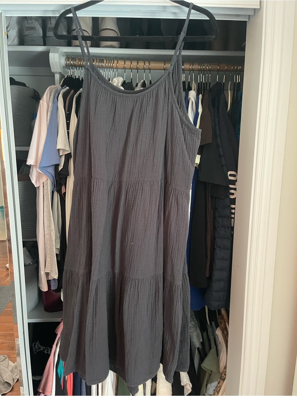 Universal Thread Charcoal Gray Tiered Spaghetti-Strap Dress - Picture 2 of 3